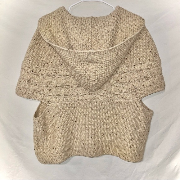 Anthropologie Far Away From Close Wool Oatmeal Cream Hooded Knit Cardigan - Picture 8 of 8
